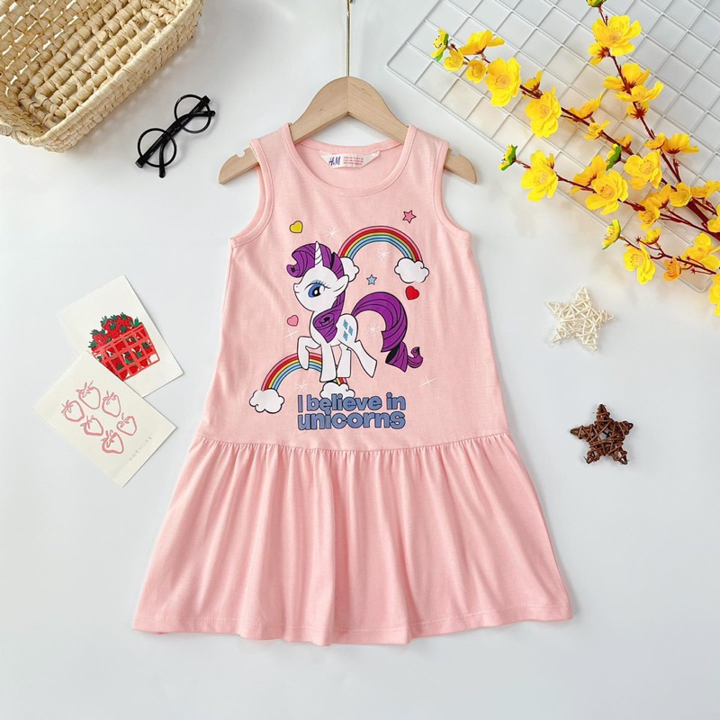 Đầm Thun Sát Nách Cho Bé 12-38kg, Chất Thun Cotton VNXK