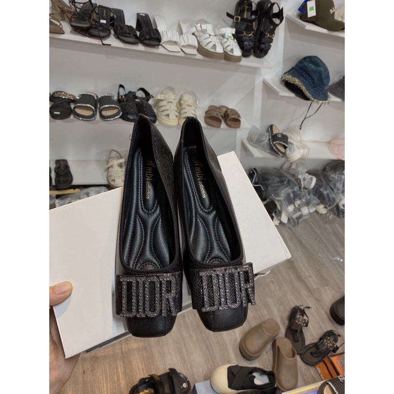 Giày bệt nữ da rắn đính đá