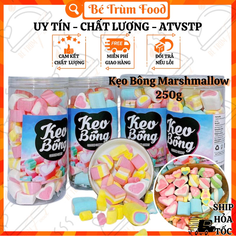 Kẹo Bông Sữa Marshmallow 250g 𝐅𝐫𝐞𝐞𝐒𝐡𝐢𝐩  Bé Trùm Food Kẹo bông gòn