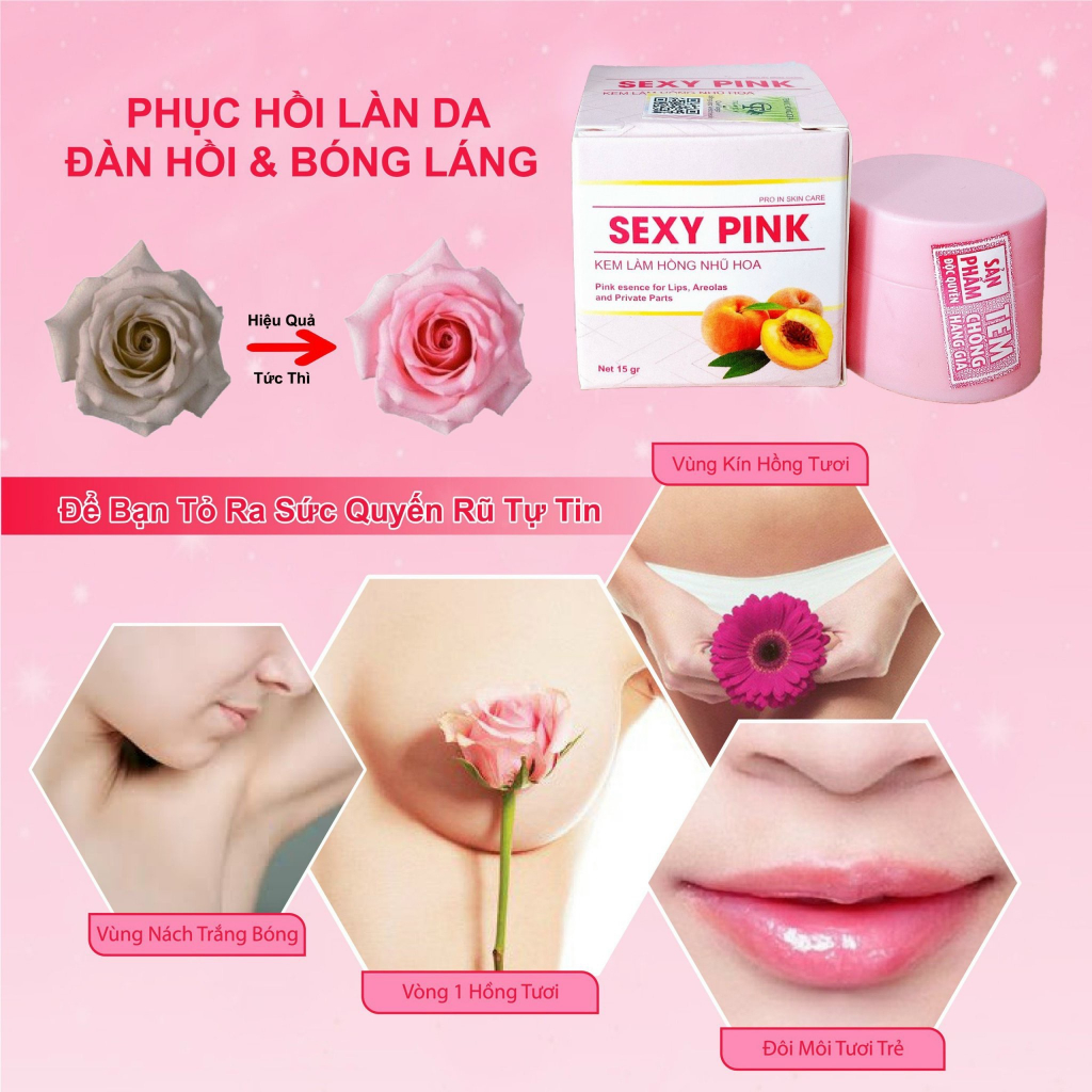 Kem chống thâm môi, làm hồng môi, hồng nhũ hoa, vùng kín Sexy Pink hộp 15gr