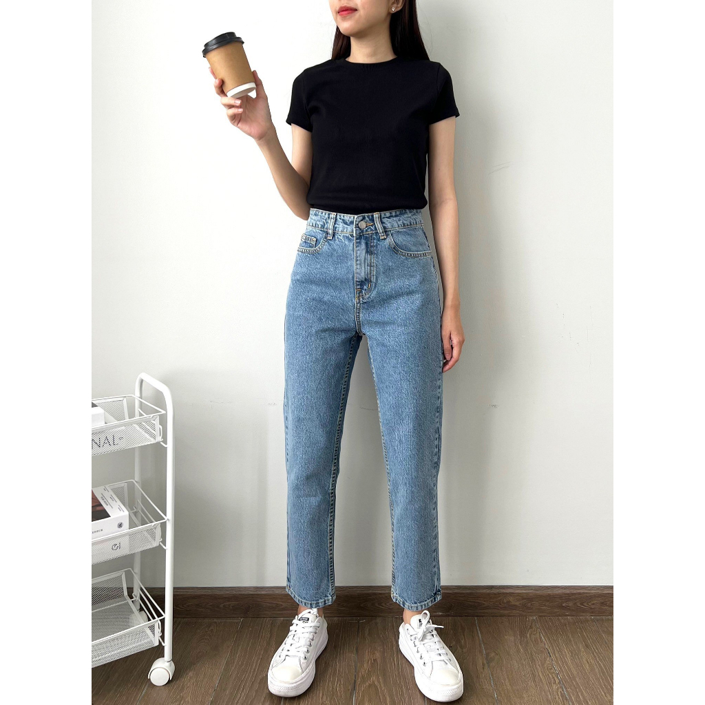 Quần Jeans Baggy Nữ REDE, Form Slim Fit, Lưng Cao, Ống Ôm Gọn Chân Tôn Dáng, Thanh Lịch, Nhiều Màu