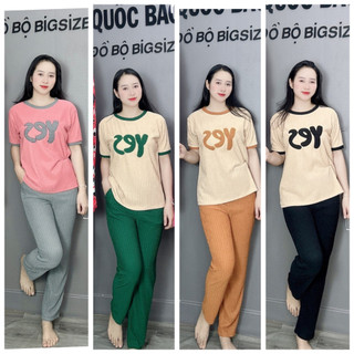 [ ẢNH THẬT + VIDEO ] Set Bộ Dài Ôm Chất Xốp Thêu Chữ YES Bigszie Mặc Nhà