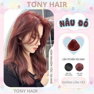 Thuốc nhuộm tóc Nâu, Thuốc nhuộm tóc Nâu Đỏ TONYHAIR, tặng kèm oxy trợ dưỡng và bao tay