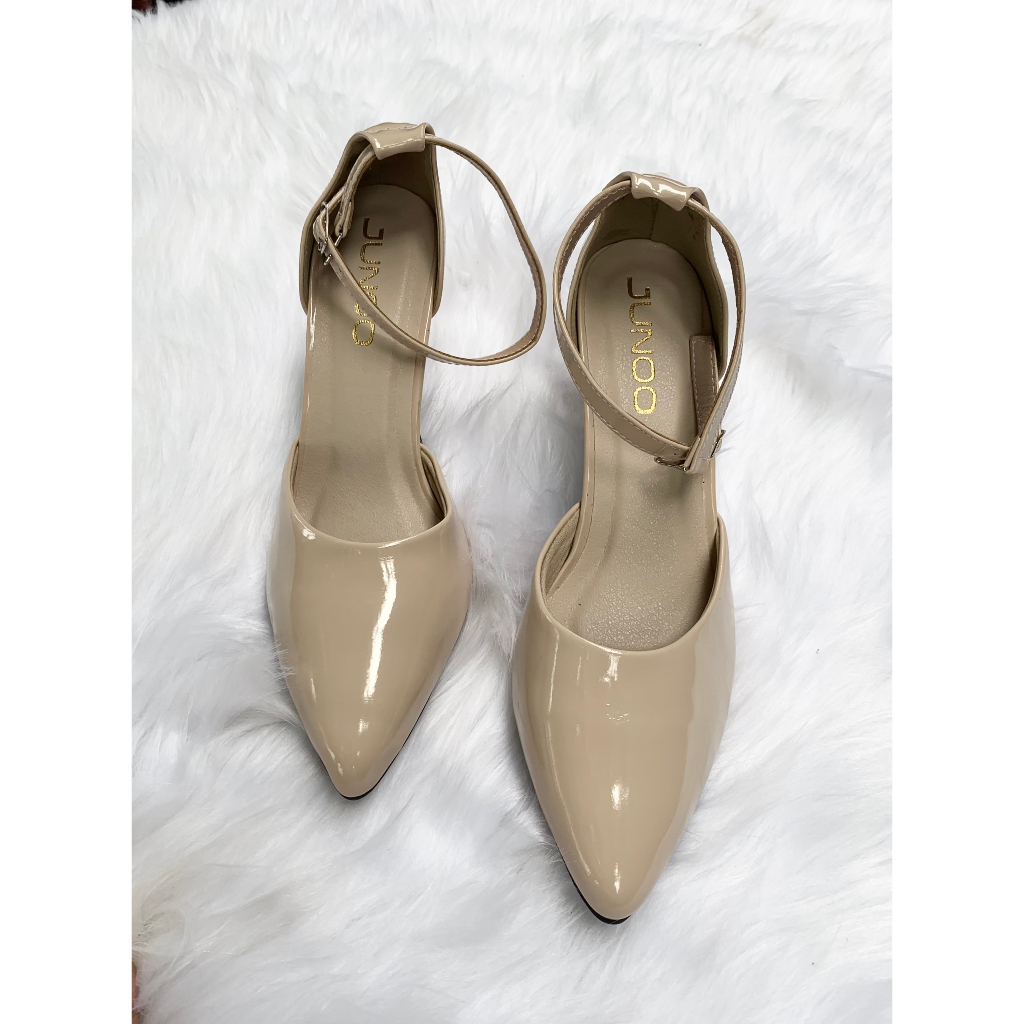 Giày cao gót công sở mũi trơn cao gót đế vuông 7 Phân quai cài, Dép cao gót công sở Mũi Nhọn