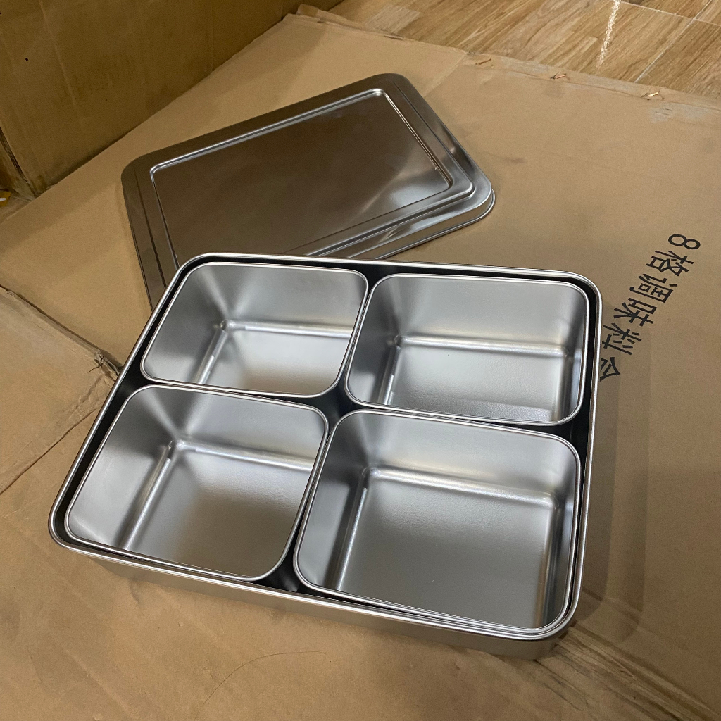 Bộ 4/6/8 khay inox đựng thực phẩm, topping trà sữa, bánh mì,.. - Gia dụng Ánh Dương