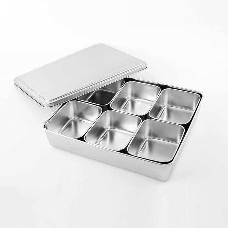 Bộ 4/6/8 khay inox đựng thực phẩm, topping trà sữa, bánh mì,.. - Gia dụng Ánh Dương