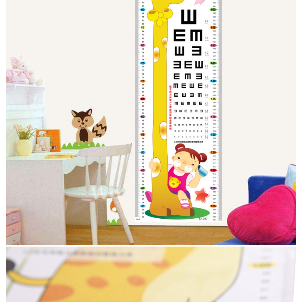 Decal dán tường thước đo chiều cao trẻ em bé hình con vật