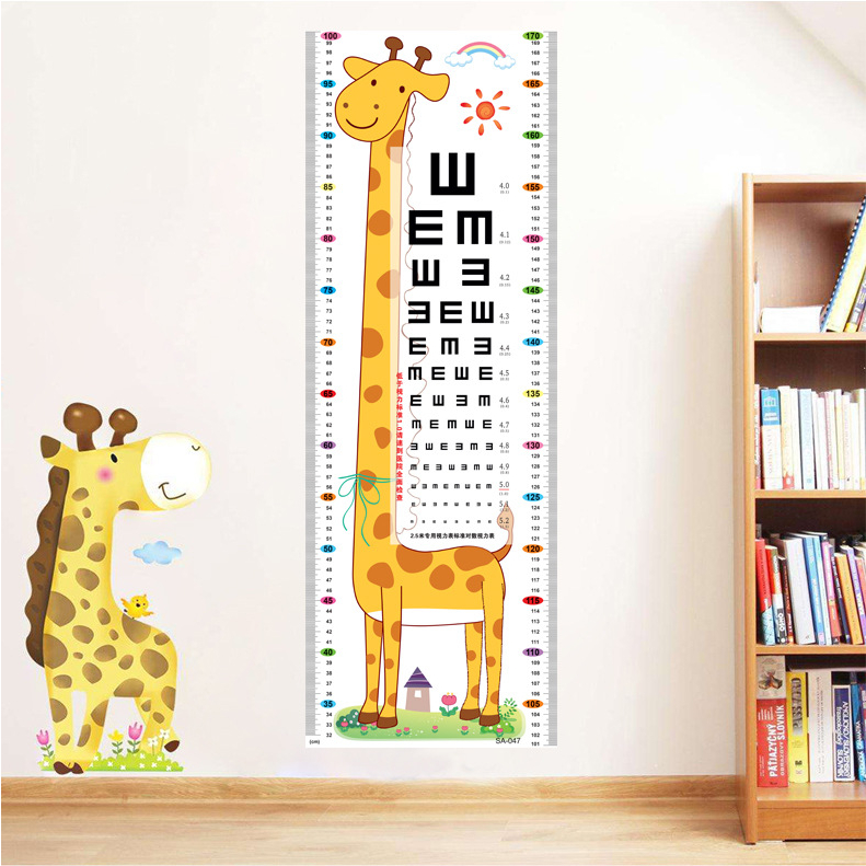 Decal dán tường thước đo chiều cao trẻ em bé hình con vật