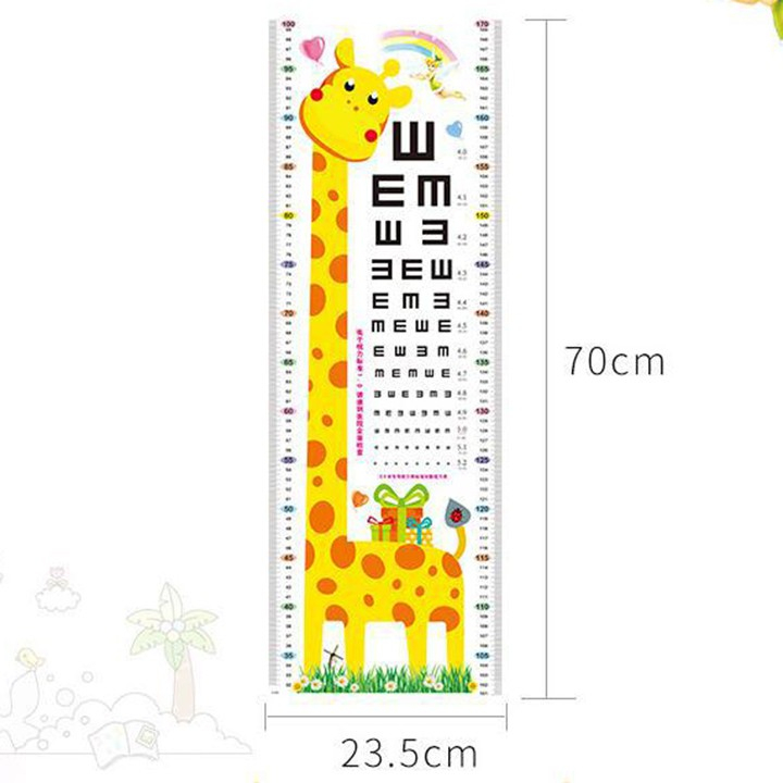 Decal dán tường thước đo chiều cao trẻ em bé hình con vật