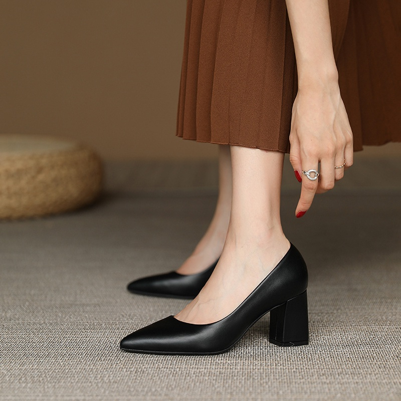 Giày cao gót thời trang công sở siêu êm chân 3cm,5cm,7cm Màu Đen và Kem,Giày Công Sở Nữ Mũi Nhọn
