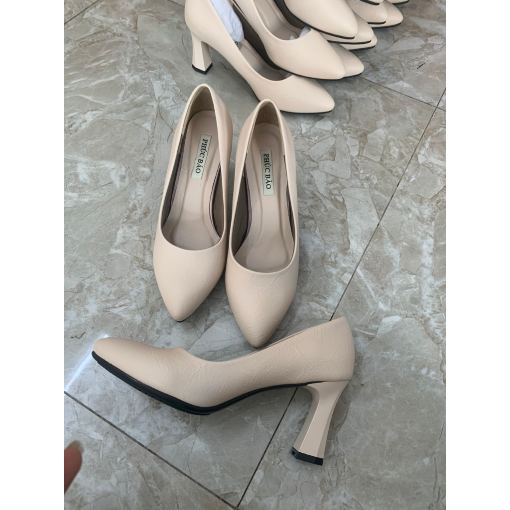 Giày cao gót thời trang công sở siêu êm chân 3cm,5cm,7cm Màu Đen và Kem,Giày Công Sở Nữ Mũi Nhọn