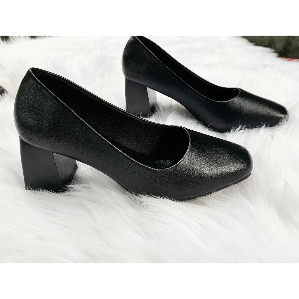 Giày Cao Gót Công Sở Nữ Mũi Vuông Đế Vuông Đơn Gỉan , Guốc Tiếp Viên Hàng Không Nữ Mũi Vuông Da Lì full box