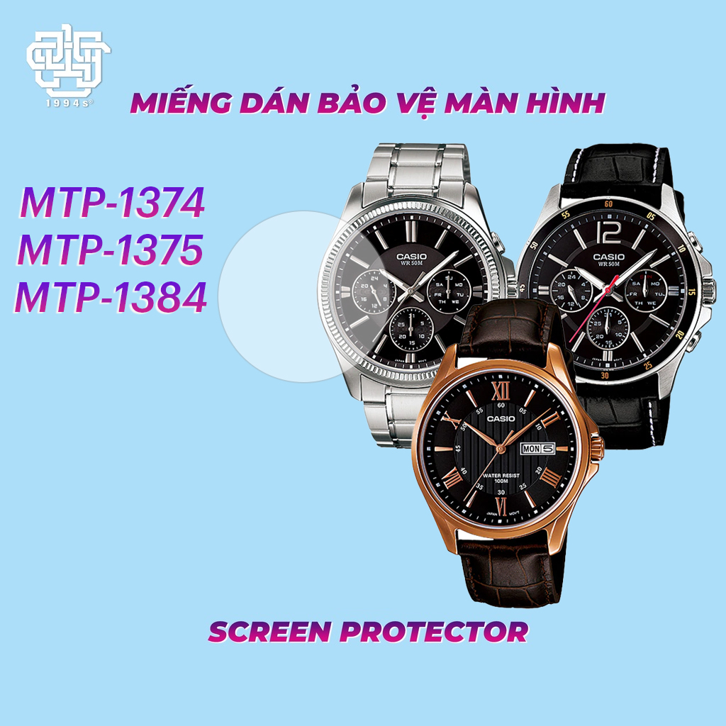 Miếng dán bảo vệ mặt kính đồng hồ Casio MTP-1374, MTP-1375, MTP-1384