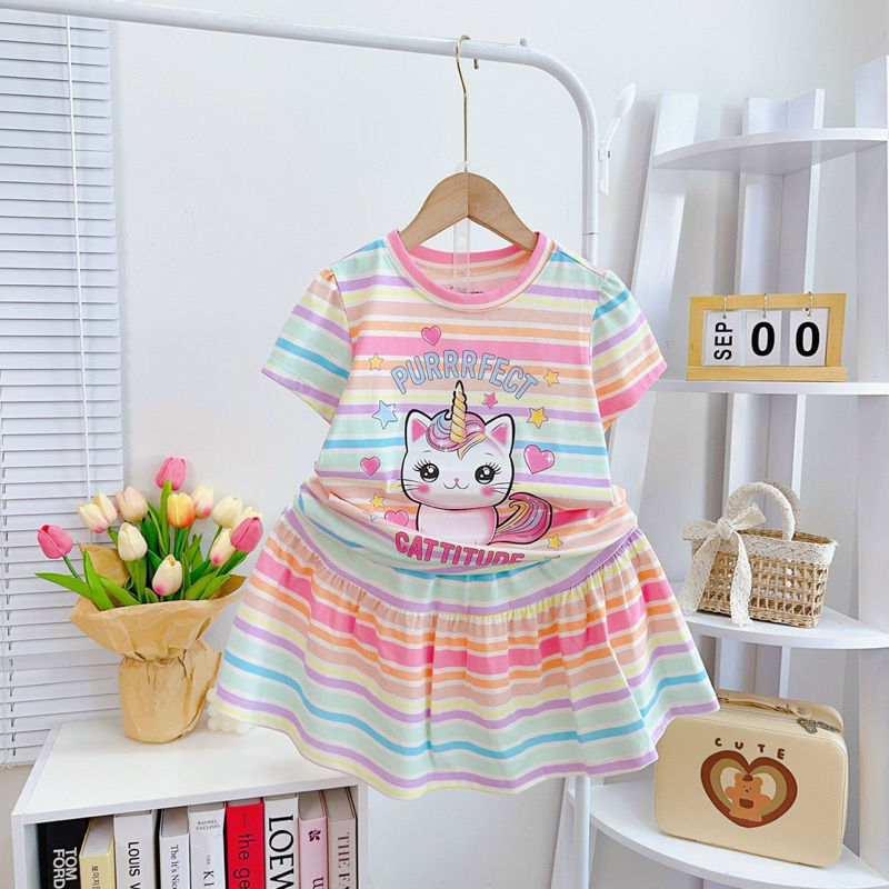Bộ Váy Loang Disney Siêu Xinh, Chất Thun Cotton VNXK
