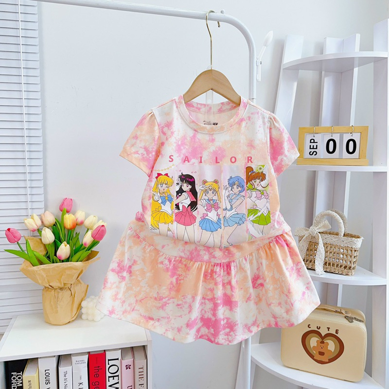 Bộ Váy Loang Disney Siêu Xinh, Chất Thun Cotton VNXK