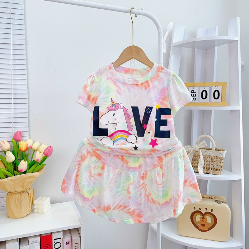 Bộ Váy Loang Disney Siêu Xinh, Chất Thun Cotton VNXK