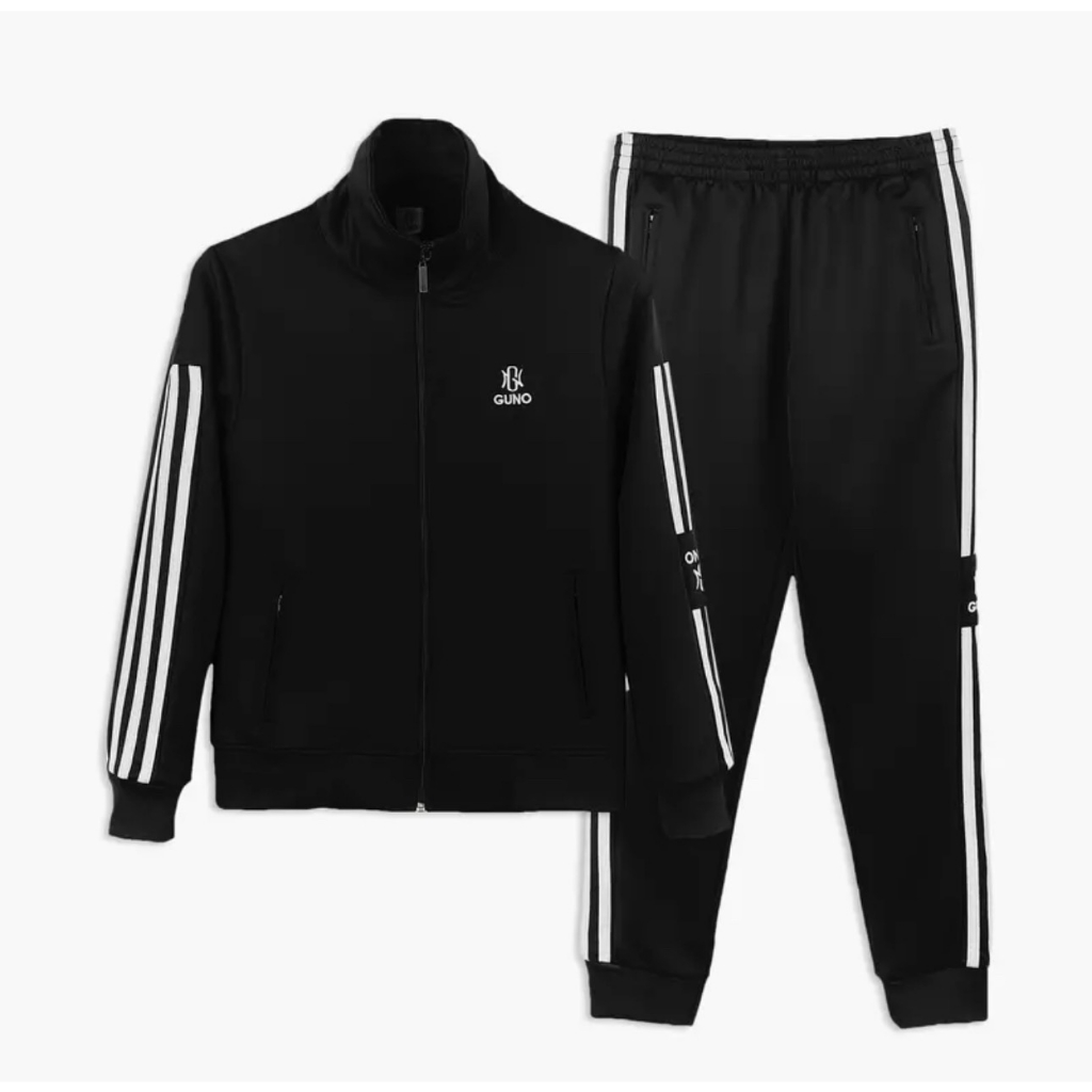 23DBNA02 Bộ đồ nỉ umi nam GUNO cổ bẻ tay 3 sọc ngắn, set thể thao thu đông thời trang hàng thethao.vnxk