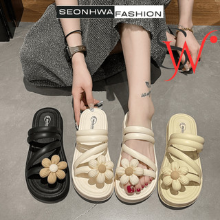 Dép sandal đính hoa mẫu mới trẻ trung SEONHWA cao 3cm thời trang mùa hè dành cho nữ G528(1 BÔNG)