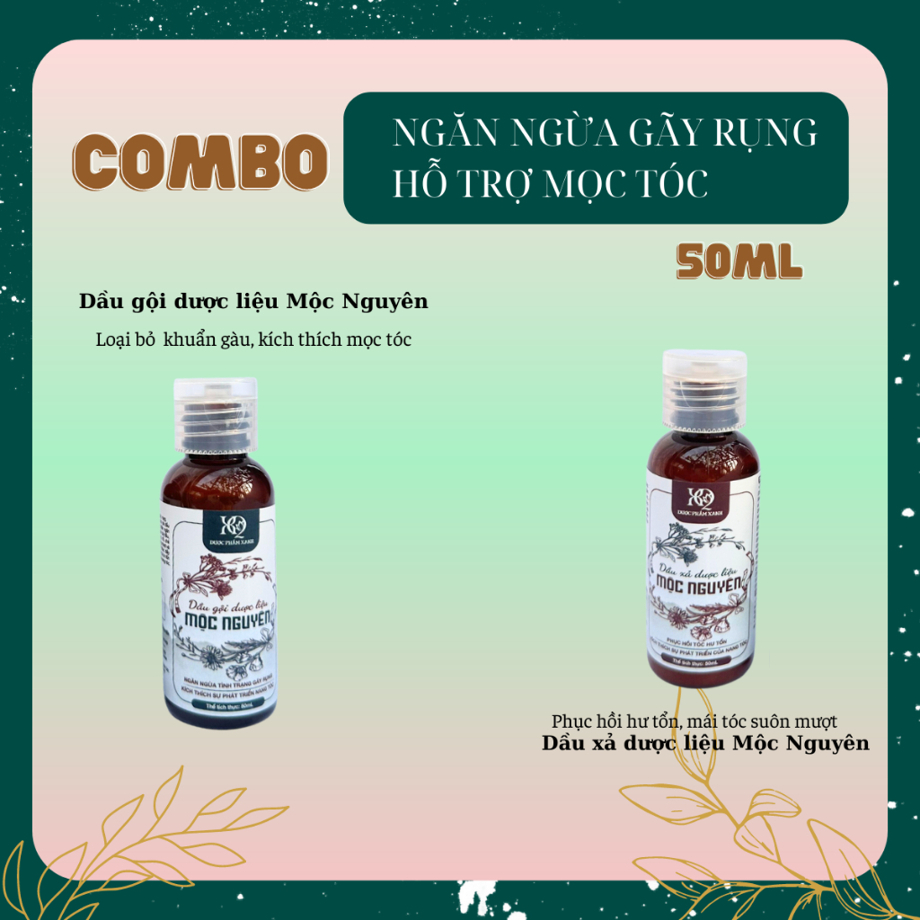 Combo Dầu Gội- Xả MỘC NGUYÊN 50ML Thảo Dược Kích Thích Mọc Tóc Dầu Gội Dưỡng Tóc Chống Rụng Tóc