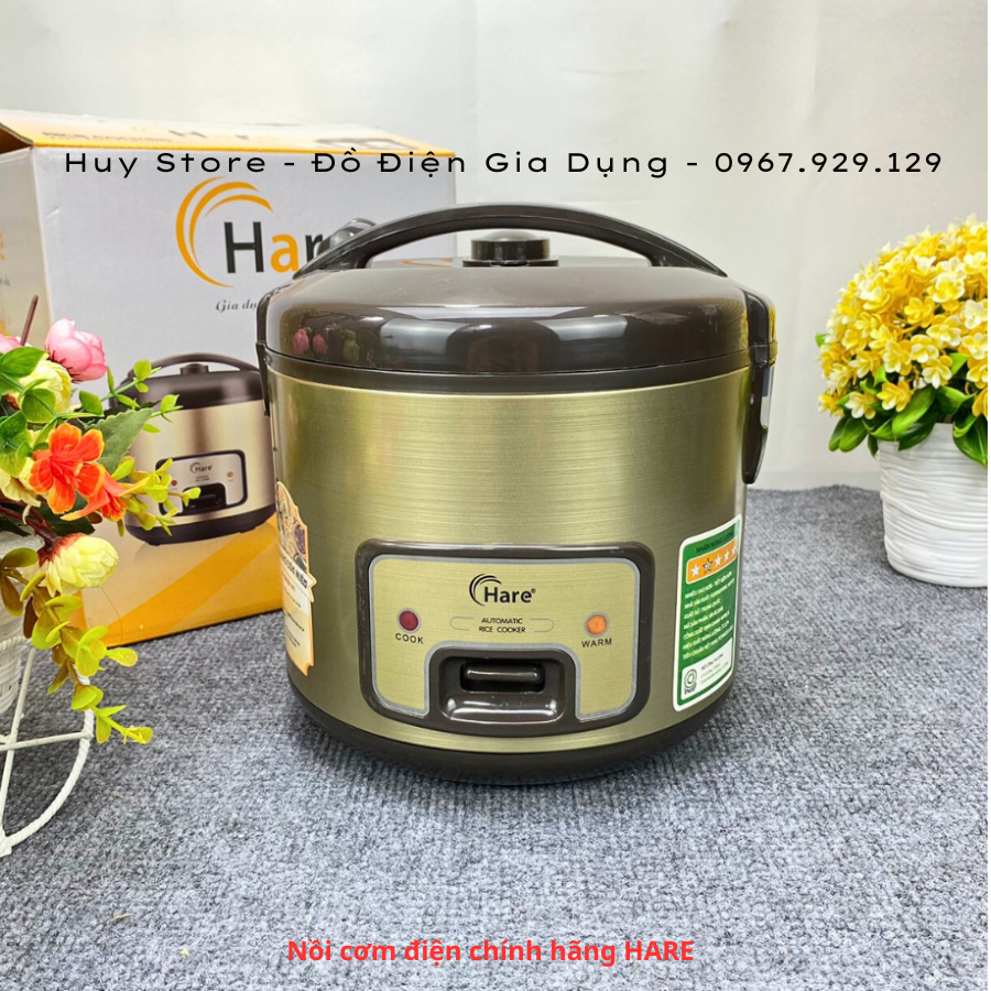 Nồi Cơm Điện HR-RC1006 Thương Hiệu Hare Chính Hãng, Nồi Cơm Điện HR-RC1006 Vàng Hợp Kim Nhôm Chống Dính 2 Lớp Huy Store
