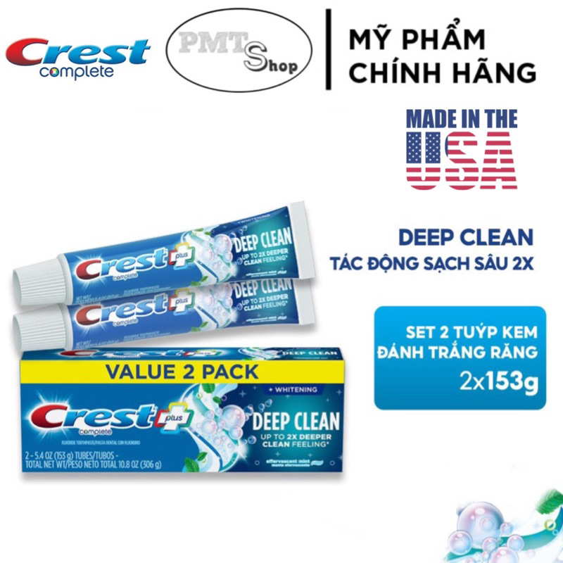 (NK Mỹ) Kem đánh răng Crest Plus Complete Deep Clean 153g