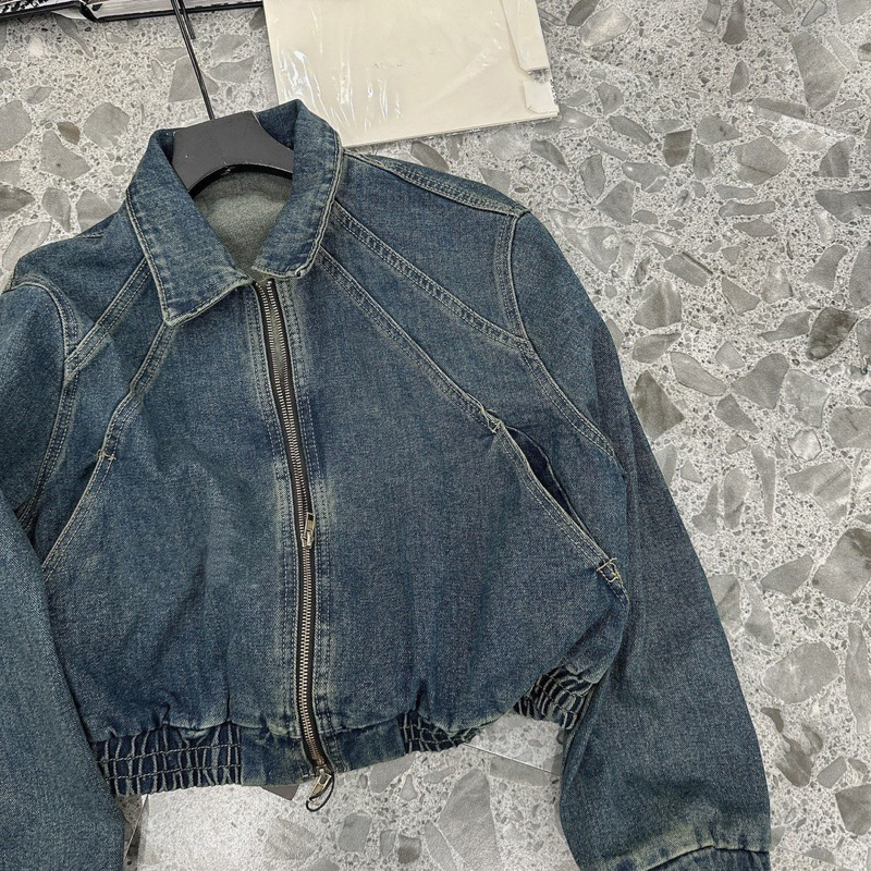 Áo khoác jeans form ôm tay bồng, áo khoác bò 2 khóa độc lạ màu siêu xinh