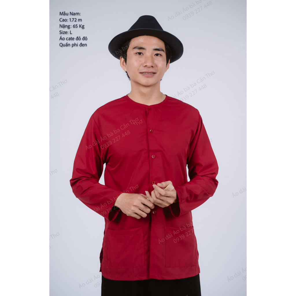 Bộ bà ba phối áo cate đỏ quần phi đen - Có bộ bà ba Bigsize- may sỉ bà ba toàn quốc - May bộ bà ba theo yêu cầu