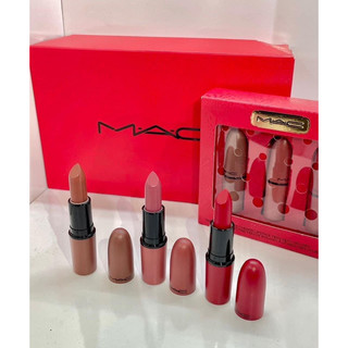 SET 3 thỏi son MAC Hypnotizing Holiday Kiss of Magic - Ruby Woo, Devoted to Chili, Bated Breath