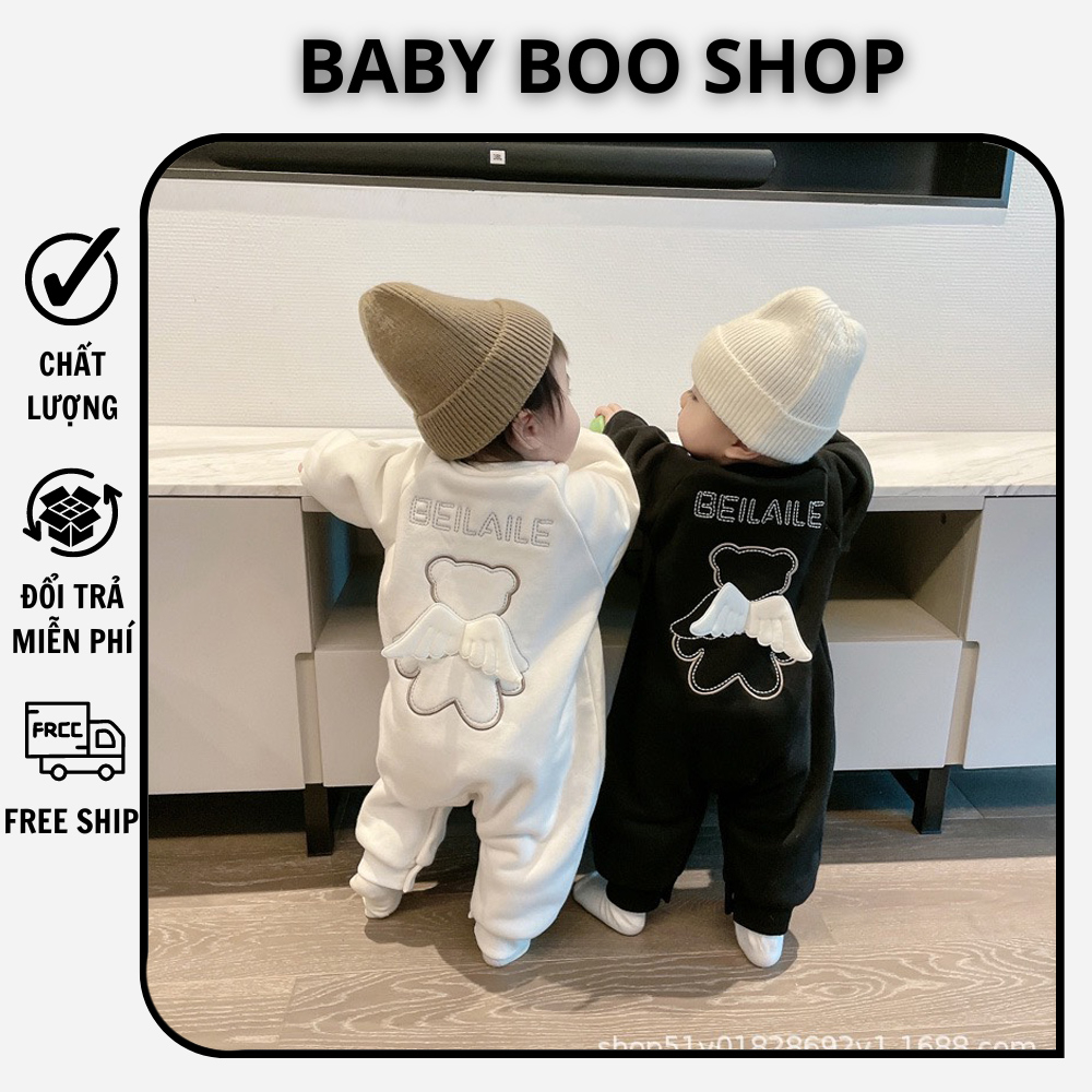 Bộ Body mùa đông, body liền thân cho bé từ 6 - 24 tháng tuổi, bộ quần áo nỉ mùa đông cho bé BABY BOO SHOP