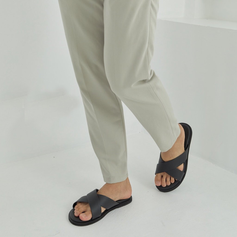 Dép da Sandal quai chéo ASHE nam nữ - Quai da 3 lớp tăng cường siêu bền