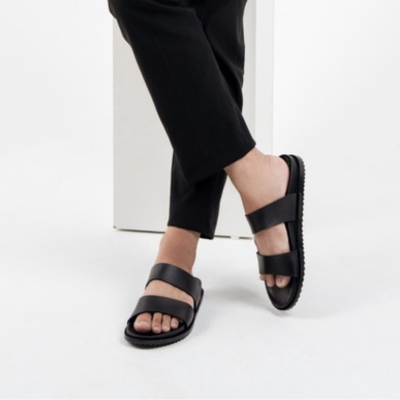 Dép da Sandal quai ngang ASHE nam nữ - Quai da 3 lớp tăng cường siêu bền