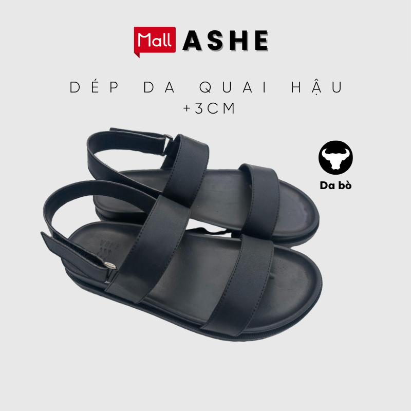 Dép da Sandal quai hậu ASHE nam nữ - Quai da 3 lớp tăng cường siêu bền