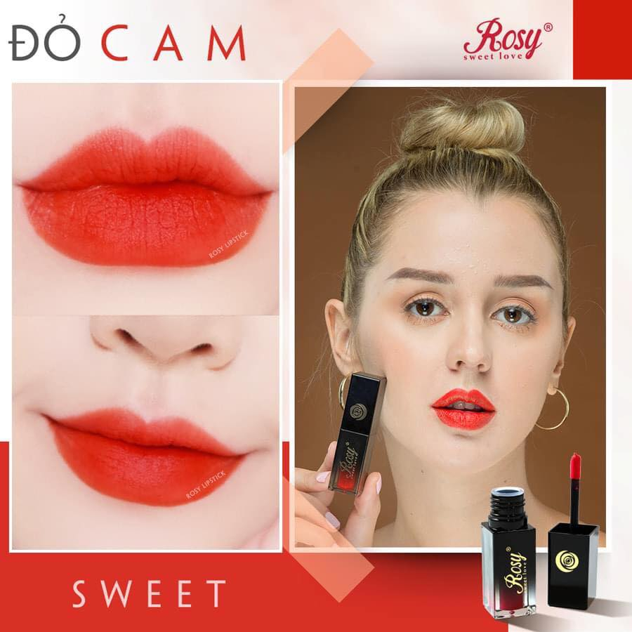 Img Son tint kem lì Rosy lên màu chuẩn, không khô môi, màu đỏ cam, cam đào bán chạy