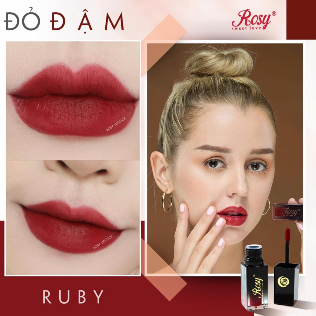 Img Son tint kem lì Rosy lên màu chuẩn, không khô môi, màu đỏ cam, cam đào bán chạy