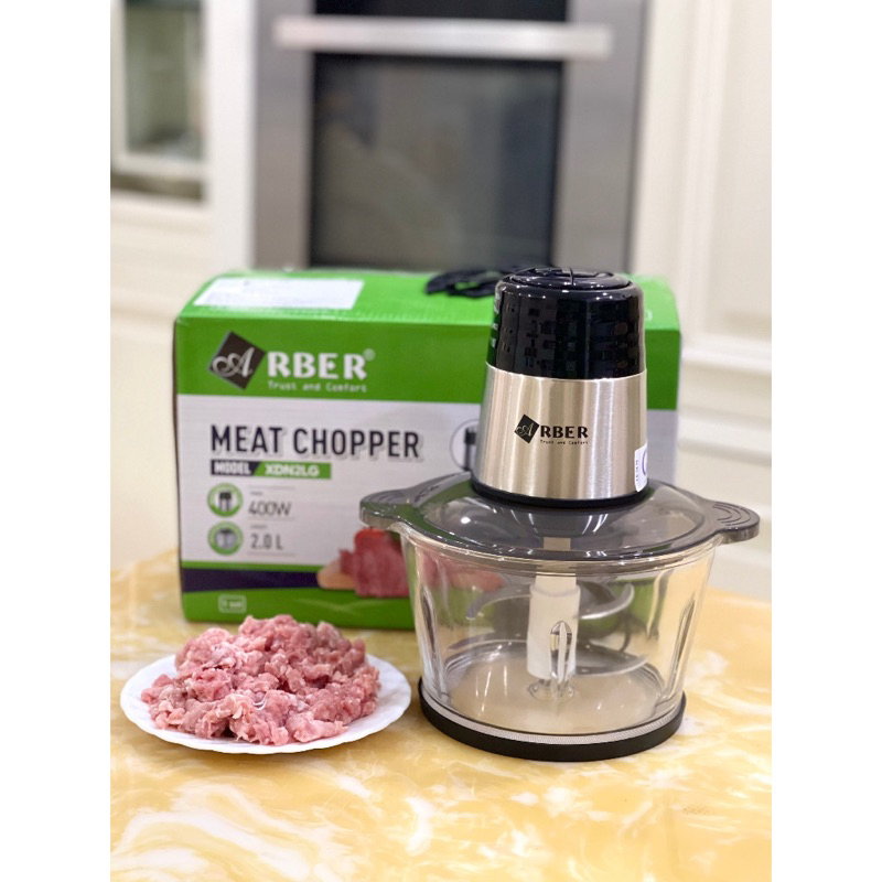 Máy xay thịt cối thuỷ tinh Arber XDN2LG, máy xay đa năng dung tích 2L - Hàng chính hãng bảo hành 12 tháng