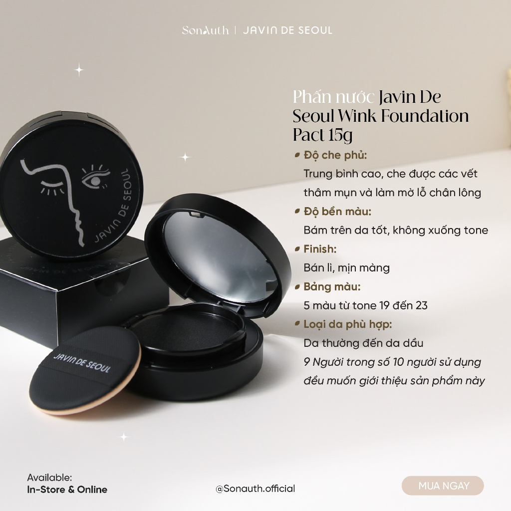Phấn nước Javin De Seoul Wink Foundation Pact 15g