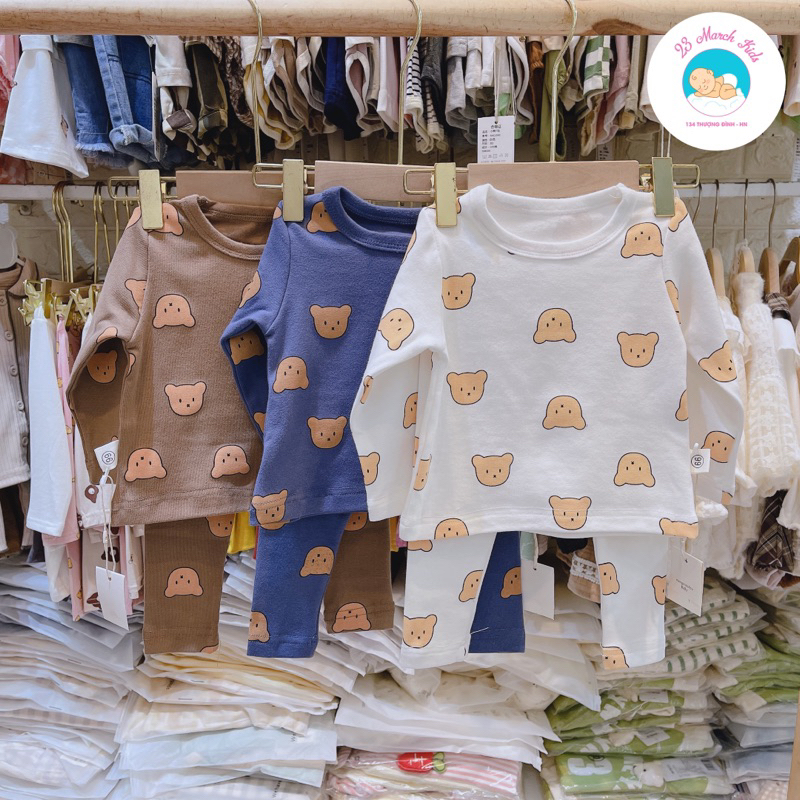 Bộ đồ ngủ in hình gấu siêu cưng cho bé hàng QC
