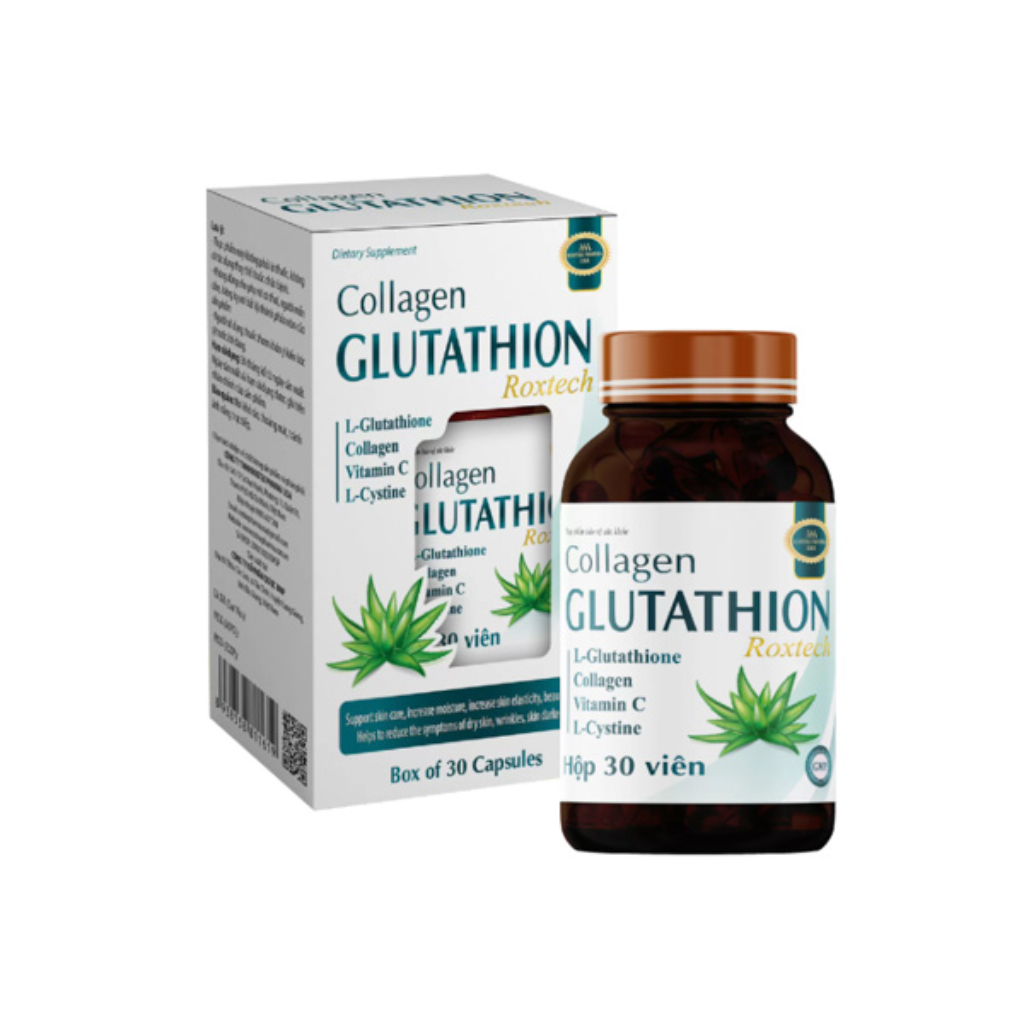 Viên uống Collagen Glutathion giúp bổ sung l-cystine đẹp sáng da, giảm nám sạm da lọ 30 viên