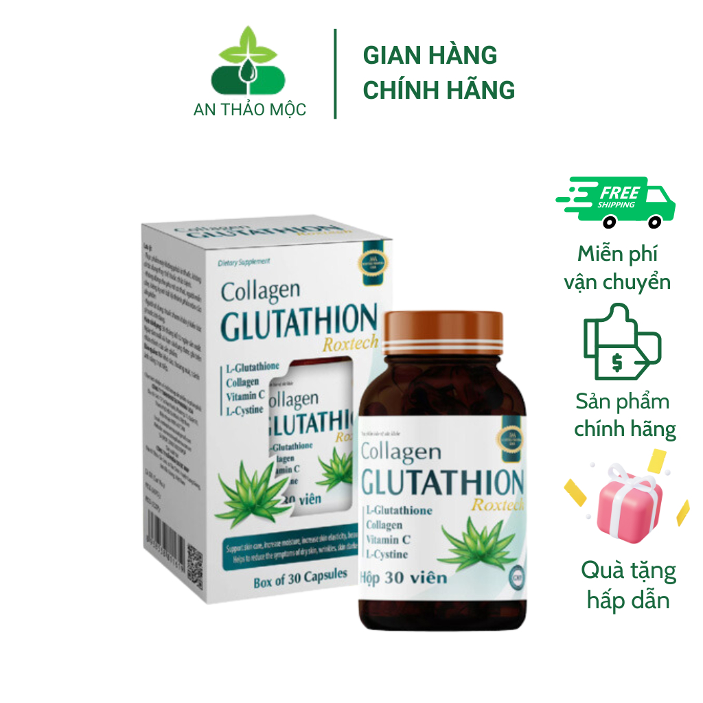 Viên uống Collagen Glutathion giúp bổ sung l-cystine đẹp sáng da, giảm nám sạm da lọ 30 viên