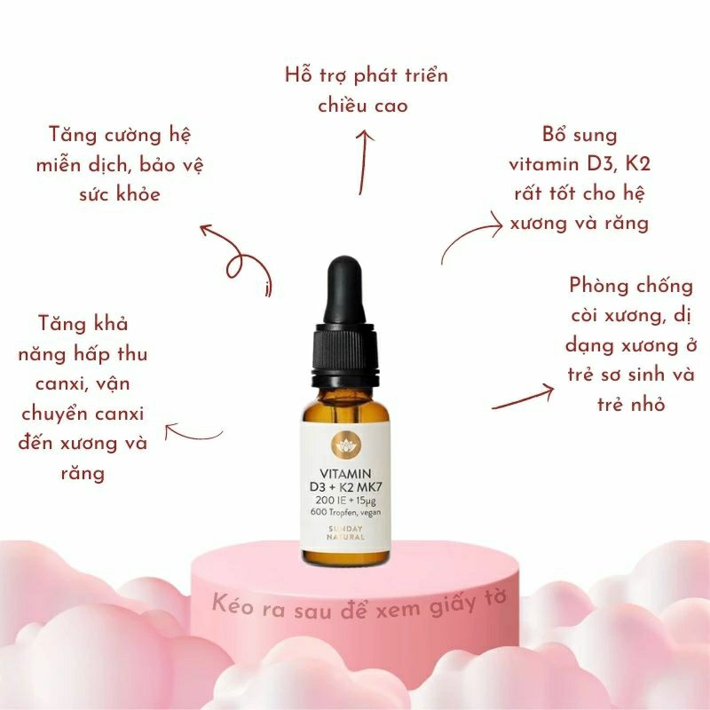 Vitamin d3 k2 mk7 chính hãng Đức 15 g 20ml