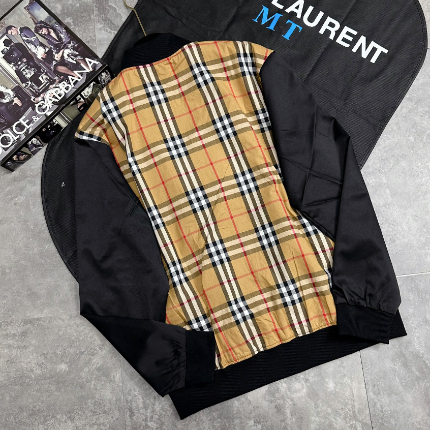 Áo Khoác Bomber Burb.Bery Phối Thân Thêu Chữ Hot New 2023 - Áo Khoác Bomber Nam Nữ Cao Cấp