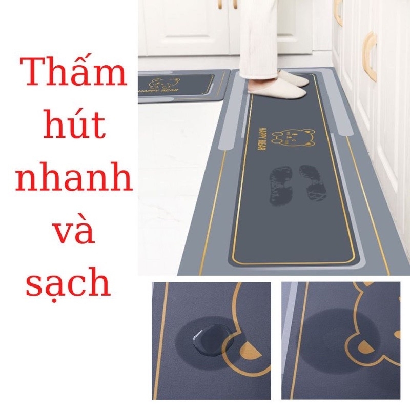 Thảm Lót Sàn Nhà Bếp Combo 2 Thảm Chùi Chân Dáng Dài Chống Trượt Thấm Hút Dầu Giặt Sạch Tiện Lợi 45x70cm + 45x120cm