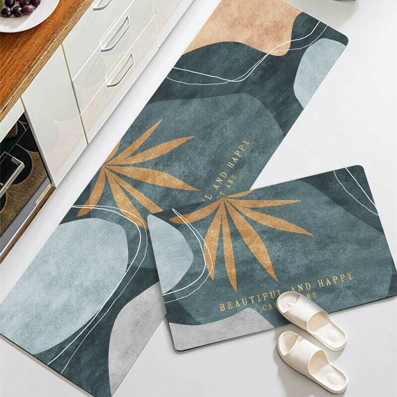 Thảm Lót Sàn Nhà Bếp Combo 2 Thảm Chùi Chân Dáng Dài Chống Trượt Thấm Hút Dầu Giặt Sạch Tiện Lợi 45x70cm + 45x120cm