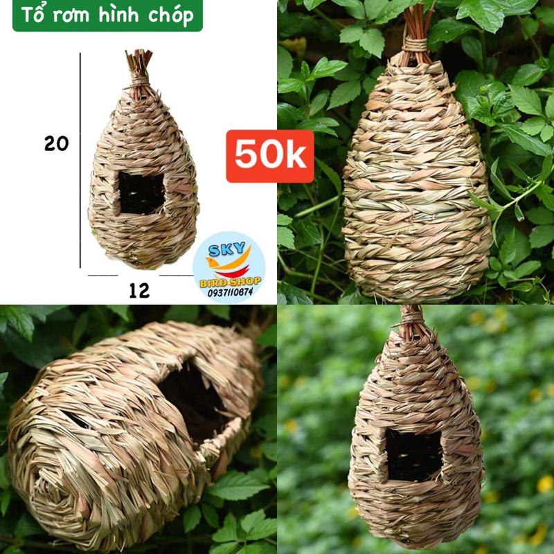 Tổ rơm tự nhiên  cho chim được làm thủ công trang trí avi thêm đẹp,sinh động.
