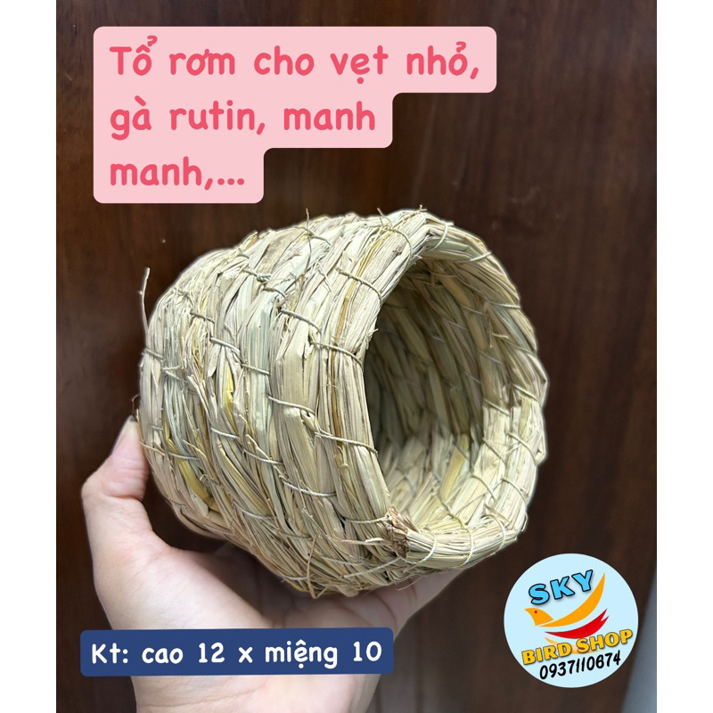Tổ rơm tự nhiên  cho chim được làm thủ công trang trí avi thêm đẹp,sinh động.