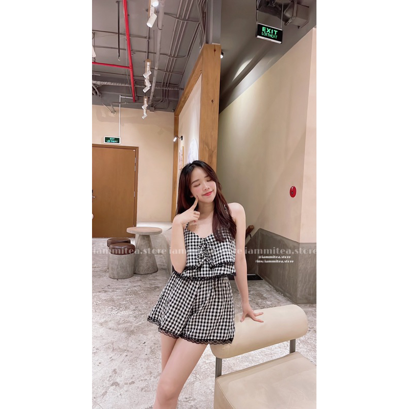 Set bộ viền ren thắt nơ nhà Iammitea💗