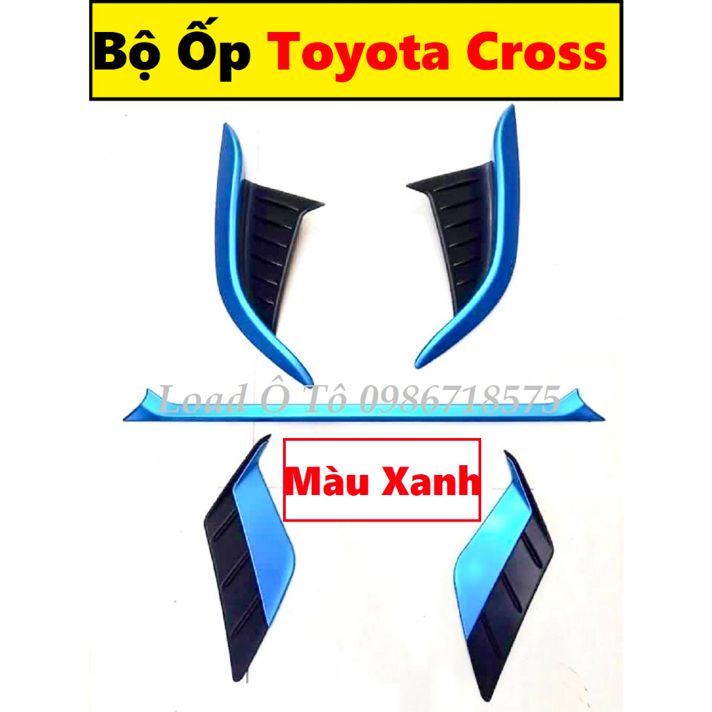 Ốp Mặt Ca Lăng Trên, Viền Đèn Gầm, Tay Cốp Xe Toyota Cross 2023-2020 Màu Xanh Cá Tính, Sẵn Keo Dán 3M