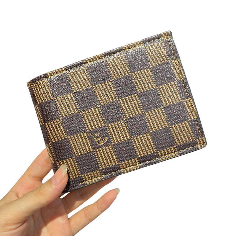 Ví nam kẻ caro da PU giá rẻ , ví nam caro LV siêu hót