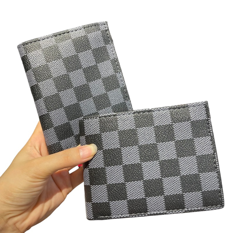 Ví nam kẻ caro da PU giá rẻ , ví nam caro LV siêu hót