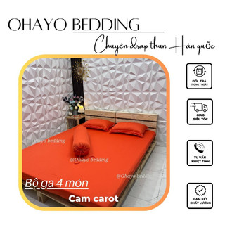 Bộ ga thun 4 món màu xanh lá- cam-xanh ngọc- ruốc- dưa cải- xanh đen-xanh bích- drap thun Hàn Quốc